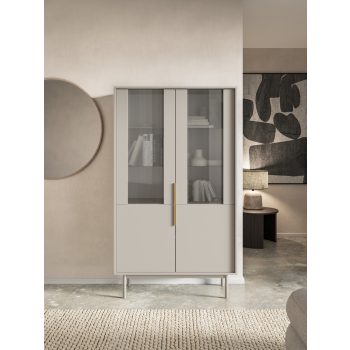   Vitrin szekrény 4 ajtós kasmír színben arany fogantyúkkal – VIVA VI05