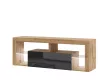 TV Cabinet 140 cm Wotan Oak/Black Gloss with LED EVEREST HUGO