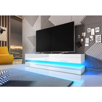 TV szekrény FLY 140 fehér / fényes fehér LED 2K