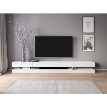   TV szekrény fehér / fehér magasfény színkombinációban – FLY DOUBLE