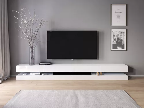 TV Cabinet White/White Gloss FLY DOUBLE